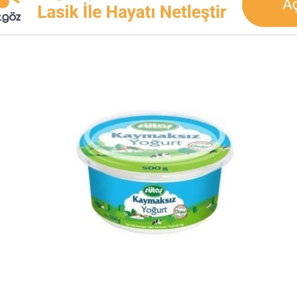 SÜTAŞ YOĞURT KAYMAKSIZ 500 GR