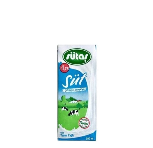 SÜTAŞ YARIM YAĞLI SÜT 200 ML