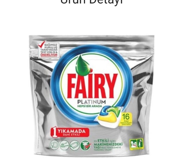 FAIRY PLATİNUM BULAŞIK MAKİNESİ DETERJANI KAPSÜLÜ LİMON KOKULU 16