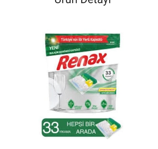 BULAŞIK MAKİNASI KAPSÜLÜ RENAX 33 KAPSÜL
