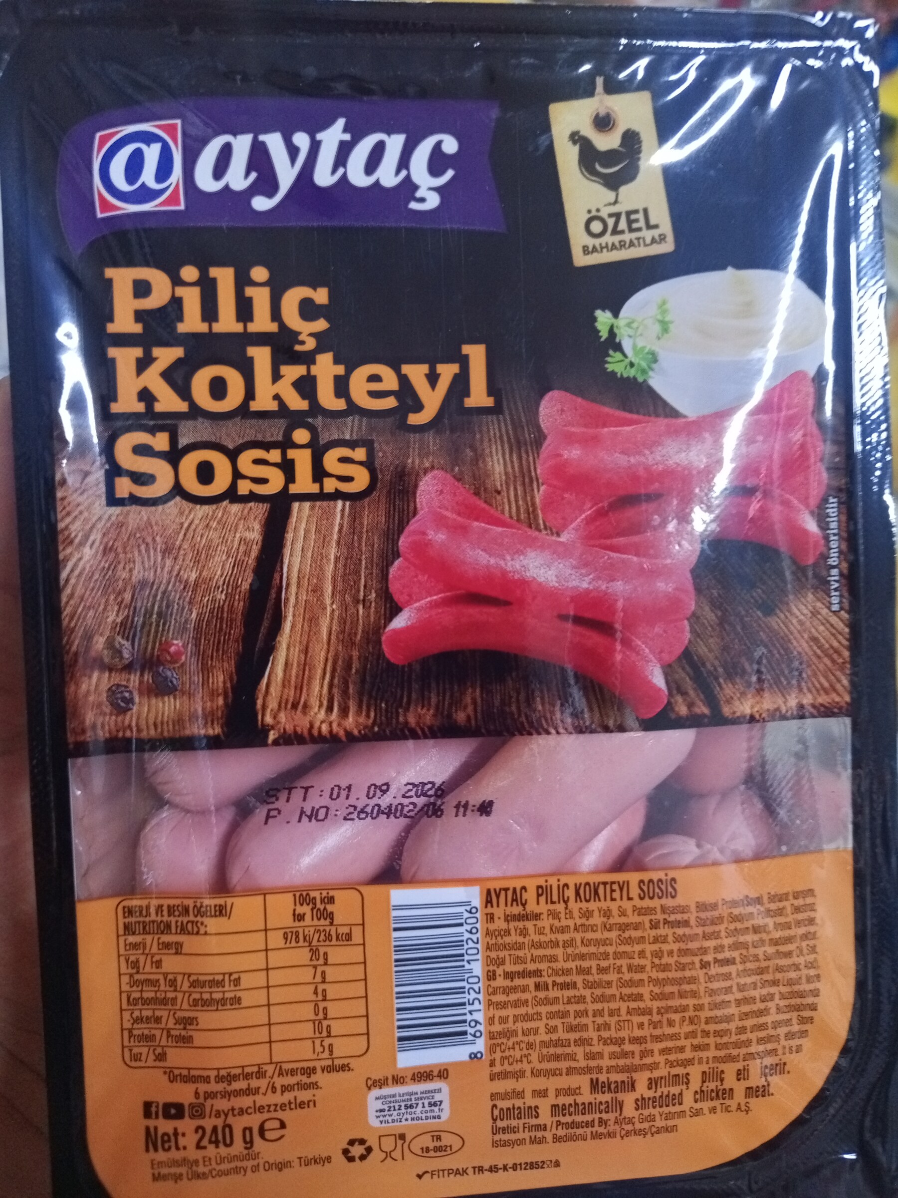 Aytaç piliç sosis 240 g