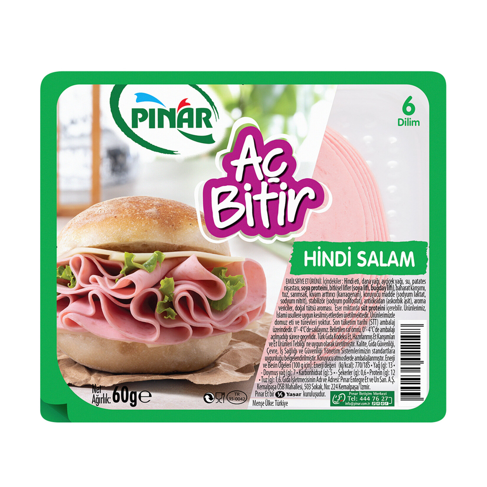 Pınar açbitir hindi salam 60 g