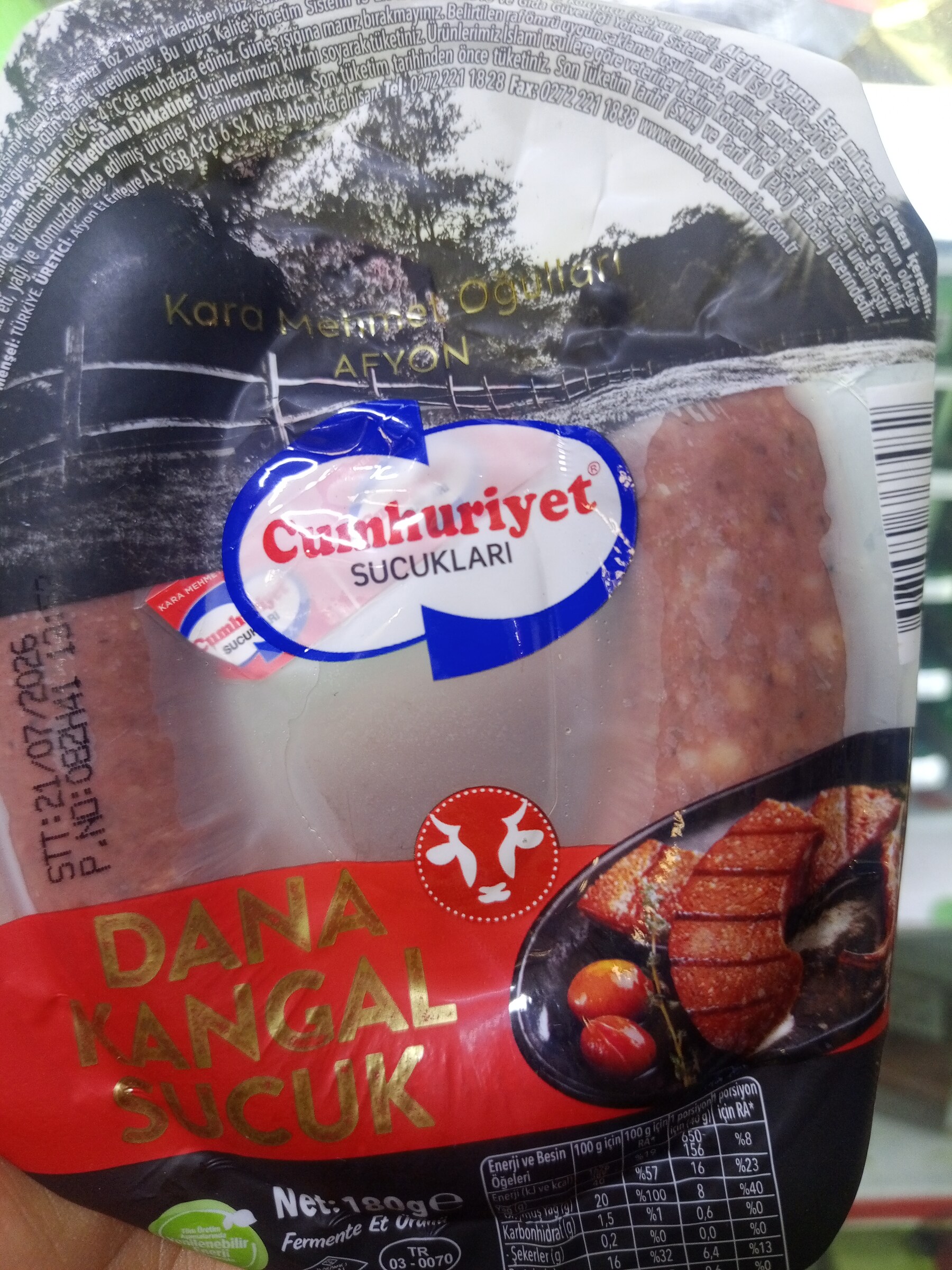 Cumhuriyet Dana Kangal Sucuk 180g