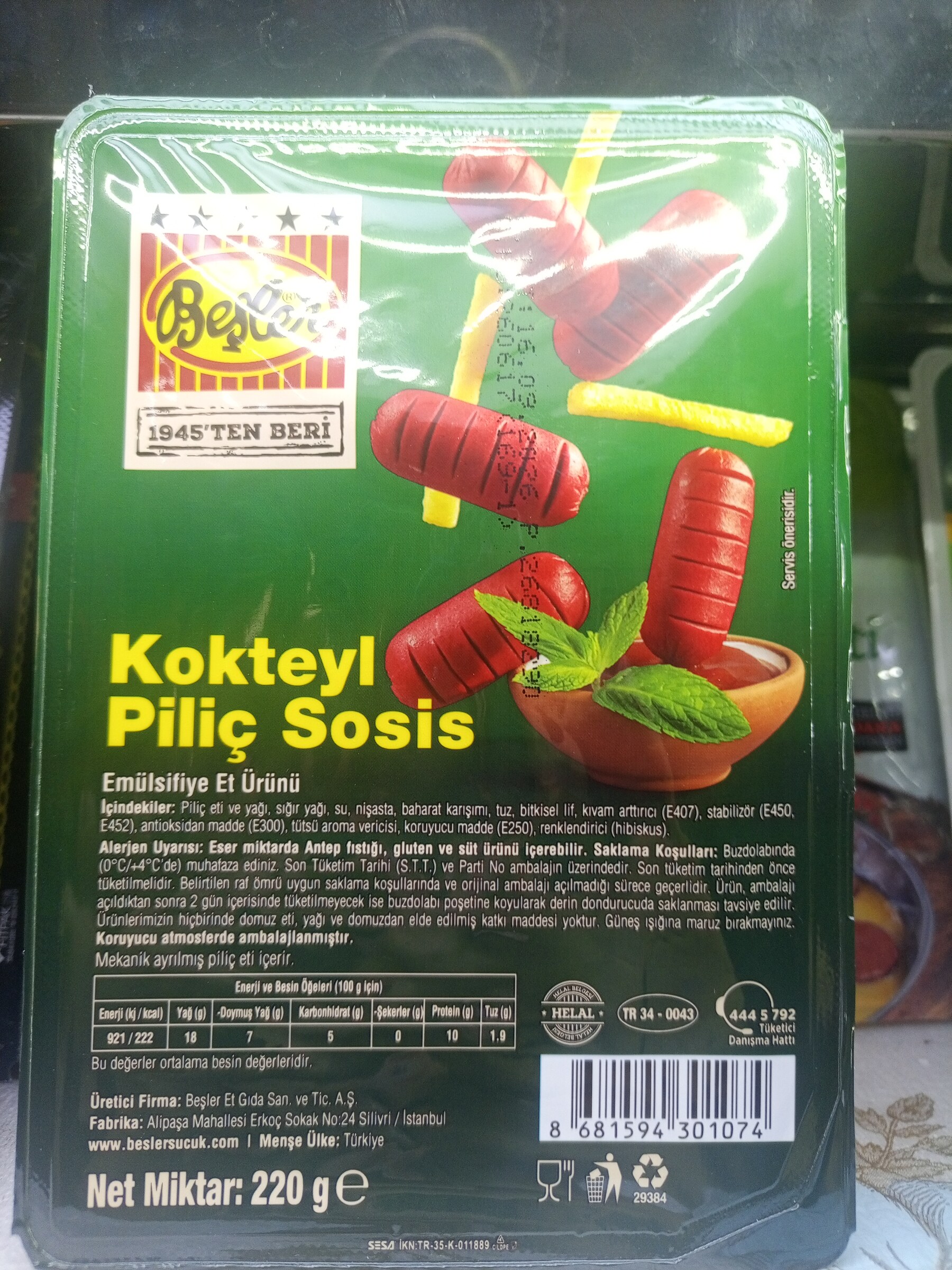 Beşler kokteyl piliç sosis 220 g
